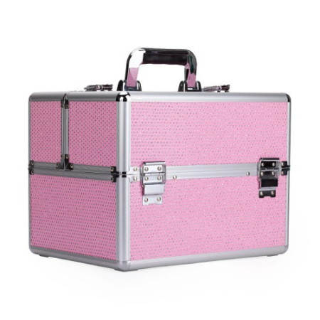 Kozmetický kufrík XL na 36W lampu - Ružový so zirkonmi NechtovyRAJ.sk - Daj svojim nechtom všetko, čo potrebujú