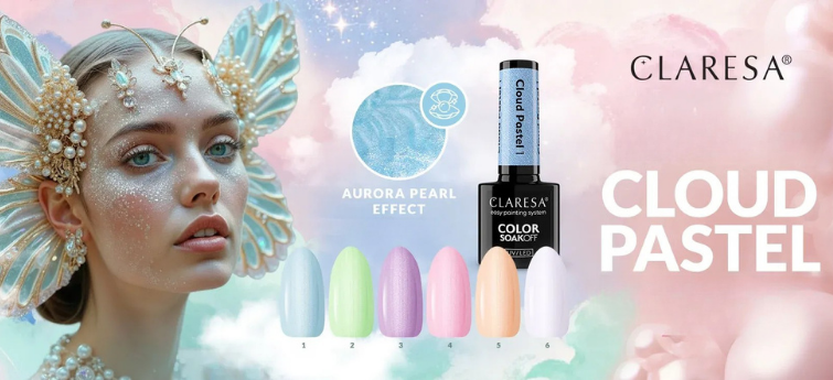 Claresa Cloud Pastel pastelové gel laky s perleťovým efektem